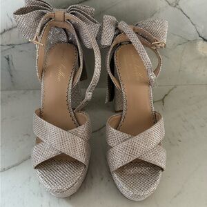 Chic Silver High Heel Sandals with Bow Detail